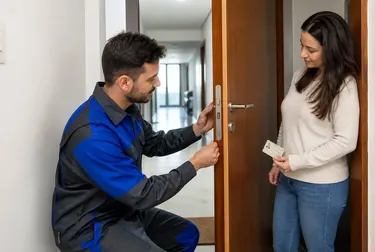 Chaveiro usando ferramentas para abrir uma porta em Marília.